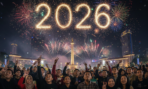 Ilustrasi perayaan tahun baru 2026 di Jakarta