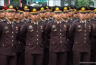 Presiden Prabowo Subianto melantik 1.177 perwira remaja TNI-Polri di Halaman Istana Merdeka, Jakarta, Rabu, 22 Juli 2026. Salah satu yang dilantik adalah anak mantan Kadiv Propam Polri Ferdy Sambo, yakni Tribrata Putra Sambo.