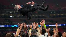 Ini menjadi gelar juara Liga Champions kelima bagi Carlo Ancelotti sepanjang kariernya sebagai pelatih. (AP Photo/Kirsty Wigglesworth)