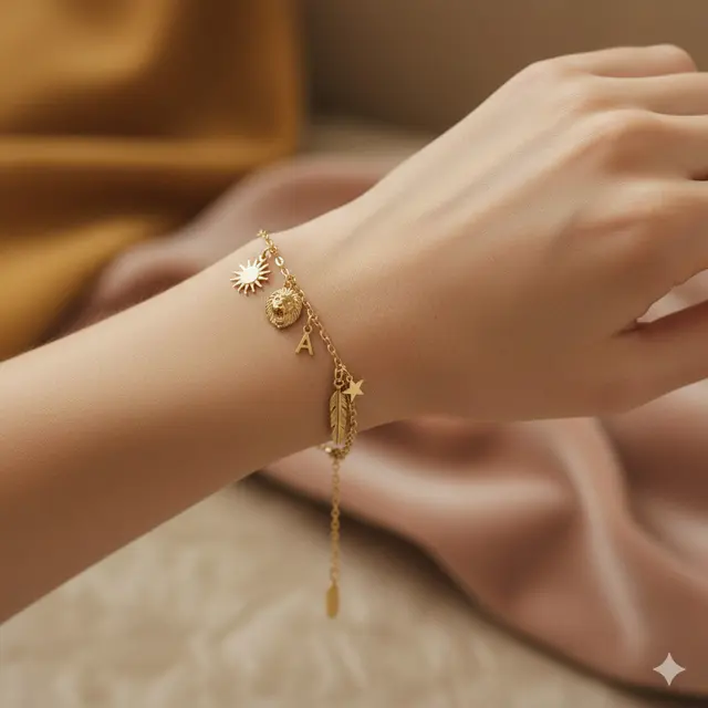 Gelang Emas 18K Kecil Bergaya Modern Vintage