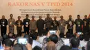 Rakornas ini membahas peningkatan kerjasama antar daerah di bidang ketahanan pangan melalui perencanaan program kerja dan penyediaan anggaran di daerah. Jakarta, (21/5/14) (Liputan6.com/Herman Zakharia)