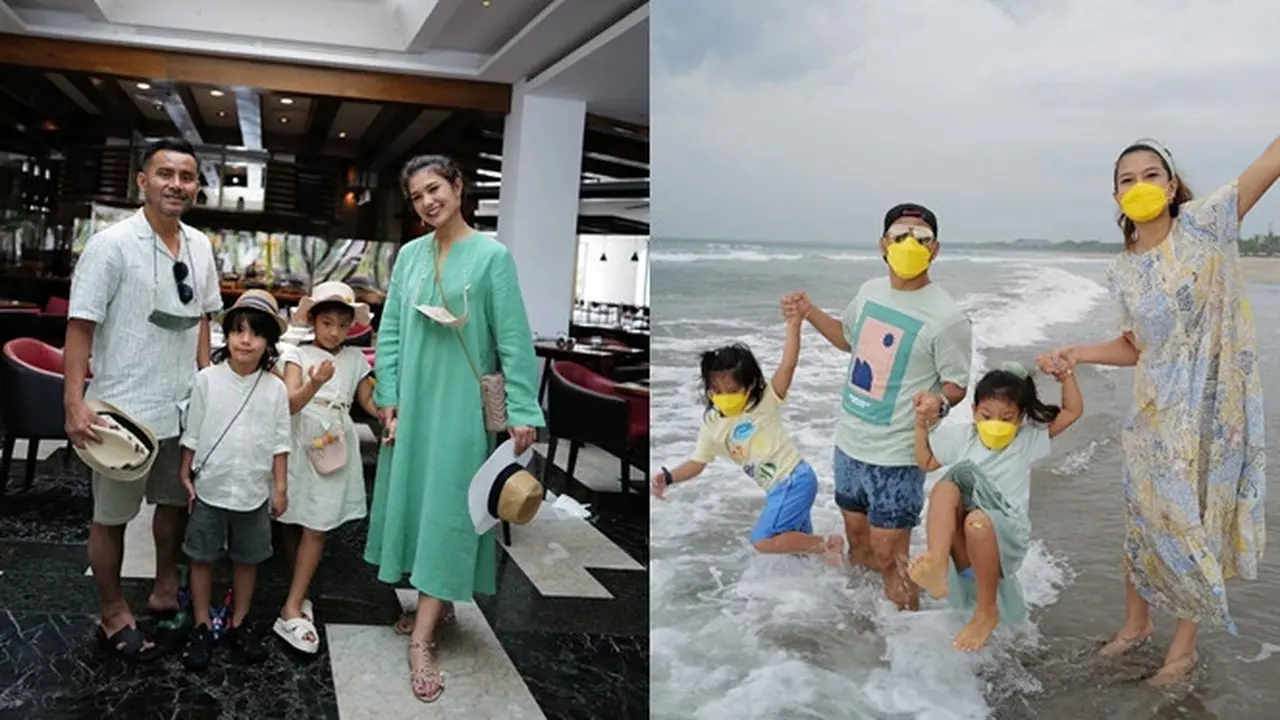 6 Momen Liburan Judika dan Duma Riris di Bali, Ajak Anak Main di Pantai
