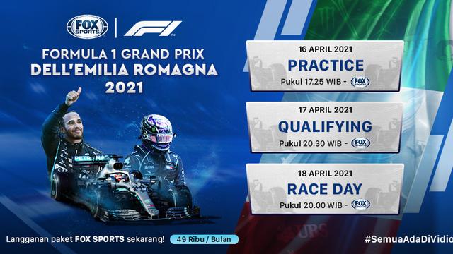 Streaming F1 2021 GP Emilia Romagna Pekan Ini di Fox Sports Eksklusif Melalui Vidio