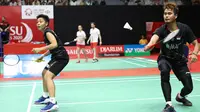 Ganda campuran Indonesia, Tontowi Ahmad/Apriyani Rahayu, saat tampil di Indonesia Masters 2020, Selasa (14/1/2020). (PBSI)