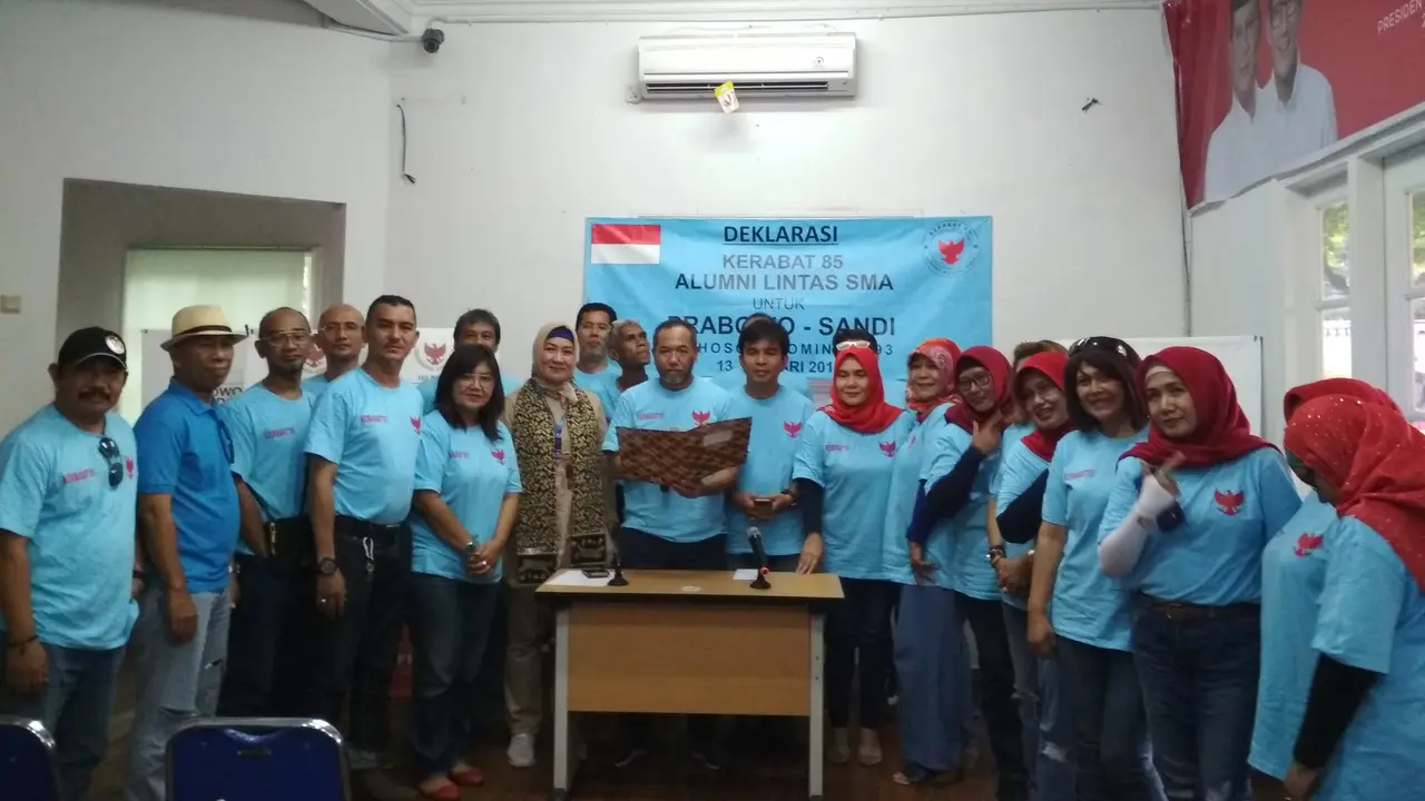 Anggota Kerabat 85 deklarasi dukung Prabowo-Sandi. (Merdeka.com)