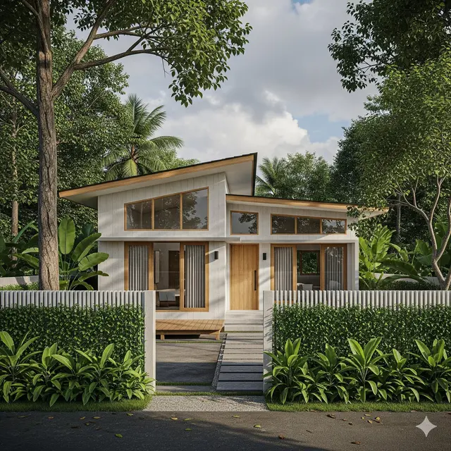 Gaya Nordic Minimalis dengan Pagar Tanaman