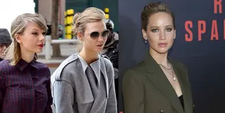 Jennifer Lawrence beberapa lalu mengungkapkan rasa penasarannya mengenai permusuhan Taylor Swift dan Karlie Kloss dengan The New York Time. (REX/Shutterstock/HollywoodLife)
