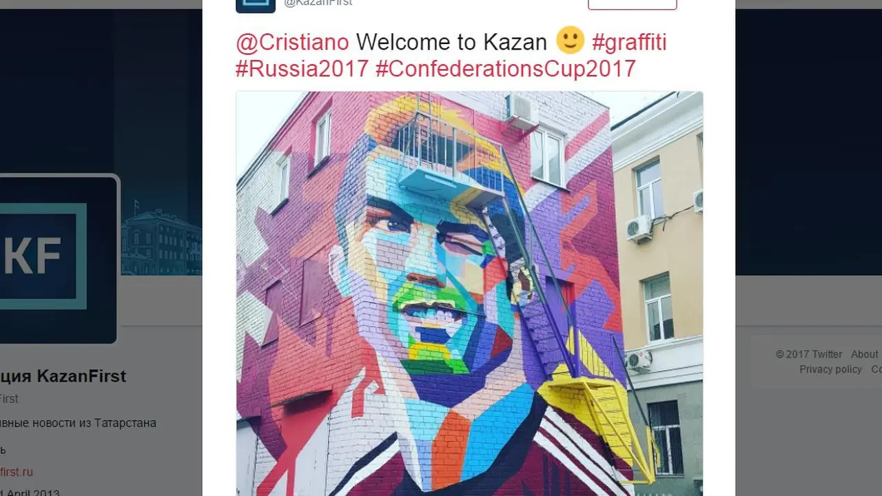 Mural Cristiano Ronaldo hiasi Piala Konfederasi 2017