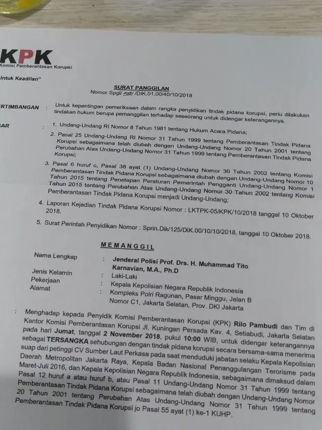 Surat pemanggilan palsu