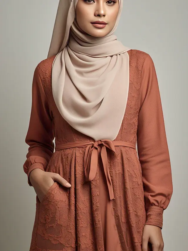 Padu Padan Gamis Brokat Terracota & Gaya Hijab 2025