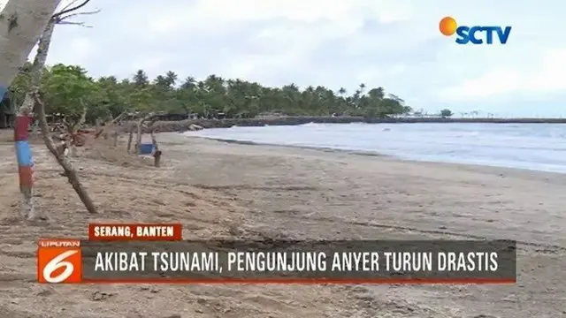 Seminggu pasca dilanda tsunami, obyek wisata pantai di kawasan Anyer sepi pengunjung. Pengelola mengaku rugi miliaran rupiah, padahal pihaknya sudah melakukan diskon besar-besaran.