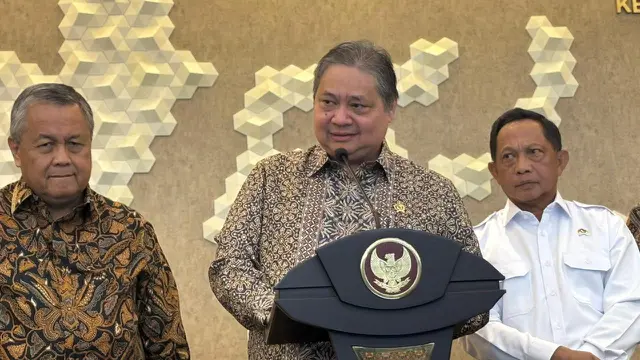 Menko Bidang Perekonomian Airlangga Hartarto saat dalam konferensi pers Hasil High Level Meeting Tim Pengendalian Inflasi Pusat. (Foto: Liputan6.com/Tira Santia)