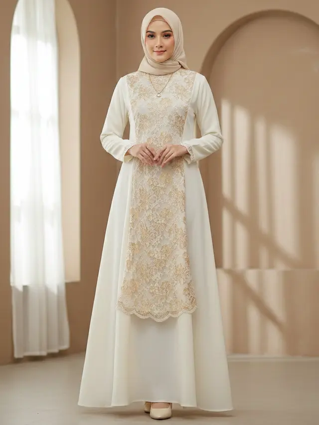 Model Gamis Bini Orang Tren Lebaran 2026 (Foto: Gemini AI)