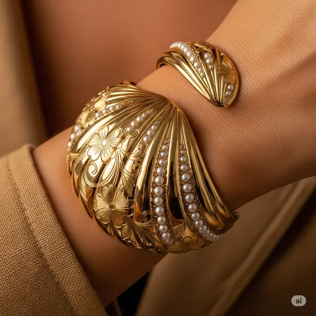 Gelang Model Kerang + Detail Mutiara