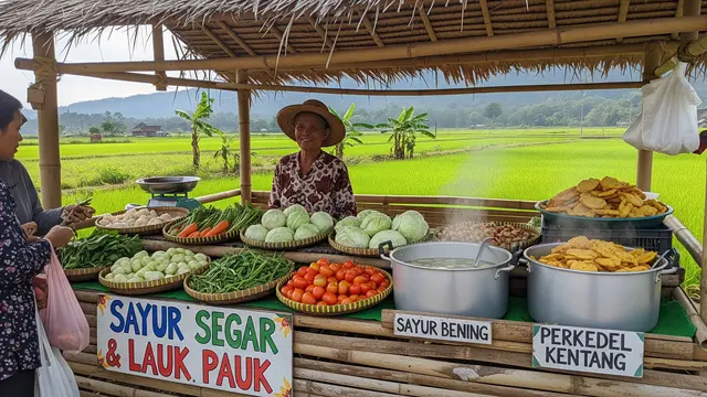 Menjual Sayur Bening Mentah dan Perkedel Kentang