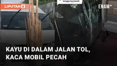 Kejadian ini terjadi di KM. 20 Tol Jakarta - Cikampek. Diketahui, kayu tersebut tidak sengaja terlindas oleh mobil lain