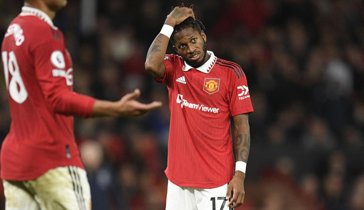 Kompatriot Casemiro di MU yakni Fred juga mendapatkan panggilan dari Tite. Permainan Fred perlahan mulai bersinar dibawah asuhan Erik Ten Hag. Sejauh ini, pemain berusia 29 tahun itu sudah 15 kali bermain dan mencetak satu gol bersama Setan Merah. (AFP/Oli Scarff)