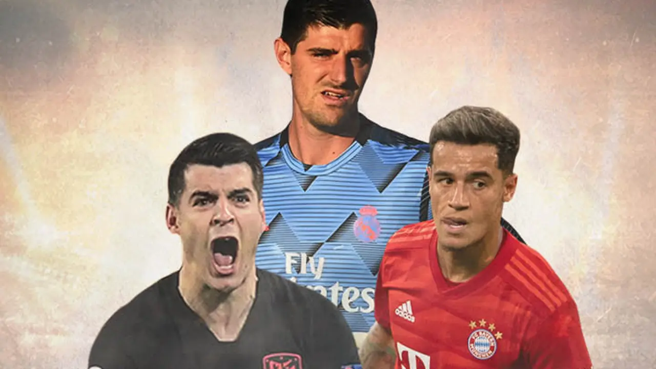 Ilustrasi Pemain - Alvaro Morata, Thibaut Courtois, Philippe Coutinho