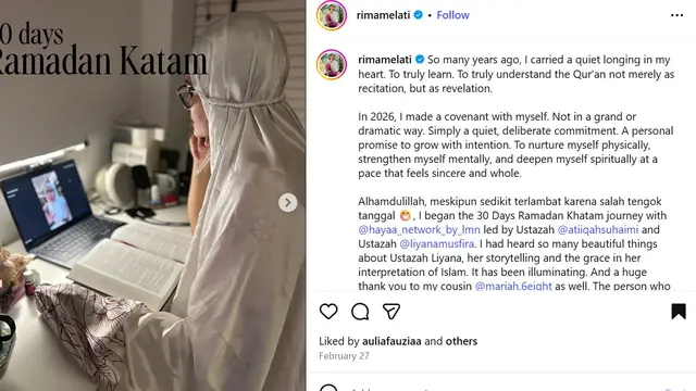 Unggahan Rima Melati (Sumber: Instagram/@rimamelati)