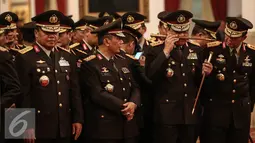 Jajaran petinggi Polri hadir dalam pelantikan Kapolri  Tito Karnavian di Istana Negara, Jakarta, Rabu (13/7). Tito Karnavian dilantik dengan Keputusan Presiden tentang pengangkatan Kapolri Nomor 48/Polri/Tahun 2016. (Liputan6.com/Faizal Fanani)