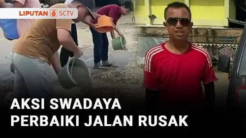 VIDEO: Geram Jalan Rusak Makan Korban, Kelompok Pemuda di Pringsewu Swadaya Perbaiki Jalan