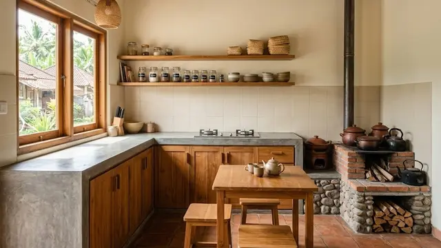 Dapur Tungku Bergaya Tradisional dengan Sentuhan Modern