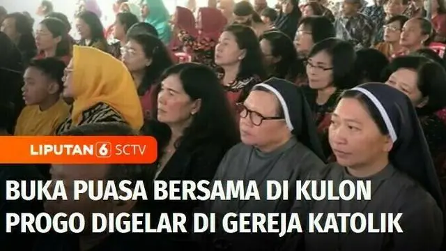 Ratusan warga dari berbagai agama dan kepercayaan berkumpul di Gereja Katolik Santa Maria Bunda Penasihat Baik, Wates, Kabupaten Kulon Progo, DIY, untuk berbuka bersama.