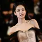 Penyanyi dan aktris Korea Selatan Jennie Kim tiba untuk pemutaran film "The Idol" pada Festival Film Cannes edisi ke-76 di Cannes, Prancis selatan, 22 Mei 2023. (Photo by LOIC VENANCE / AFP)