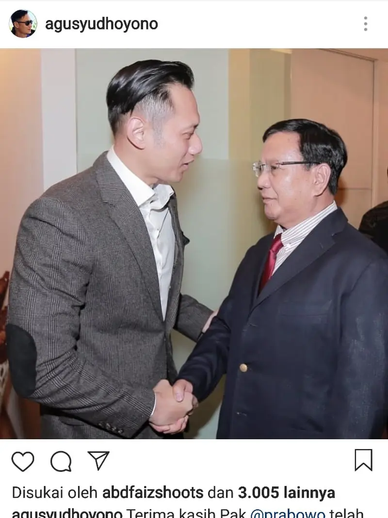 Prabowo dan AHY Jabat Tangan Erat di RSPAD (Instagram)