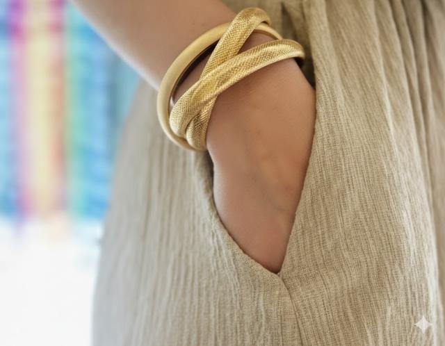 Gelang Lebar Baja Titanium Ular (Gemini AI)