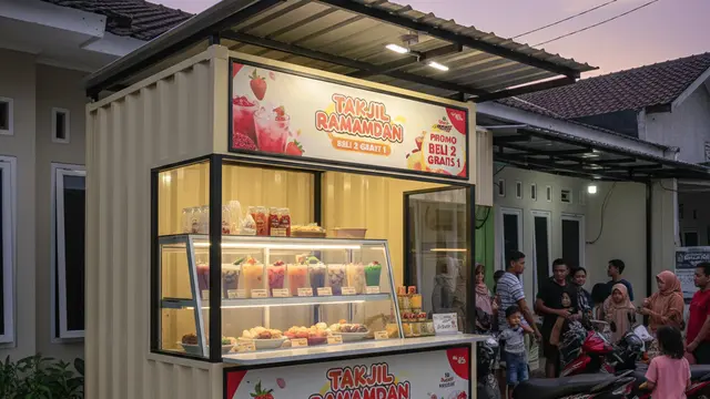 Desain Teras Jualan Takjil Ramadhan. AI