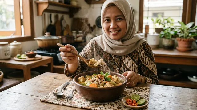 Sup Ayam Tahu Kering (AI Generated)