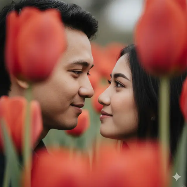 7 Prompt Gemini AI Viral Edit Foto Romantis dengan Background Bunga Tulip, Tampilan yang Menawan dan Estetik
