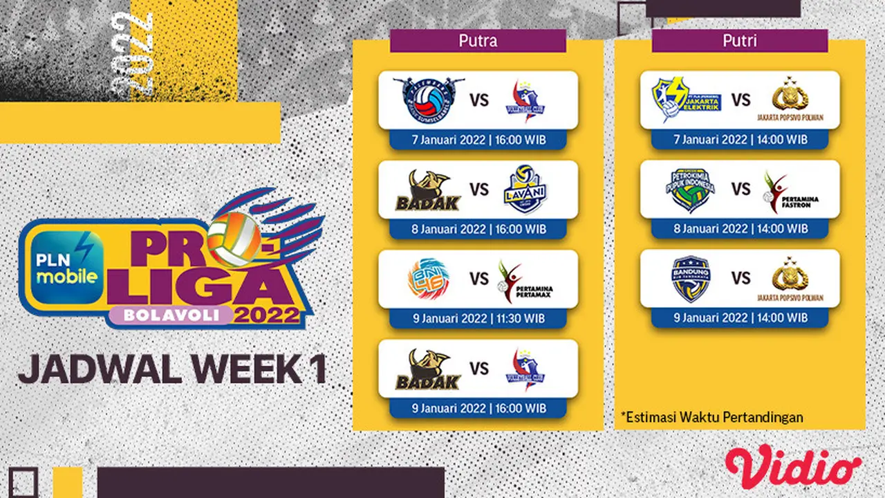 Jadwal Live Streaming PLN Mobile Proliga 2022 Pekan Perdana di Vidio, 7-9 Januari 2022