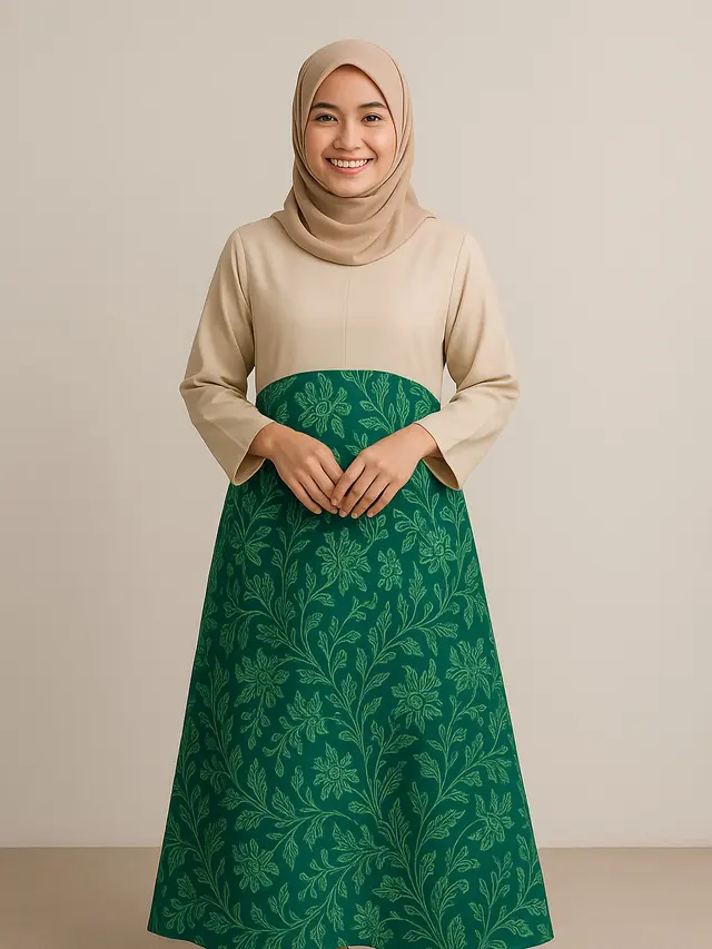 Gamis Batik Kombinasi Warna Bold Kontras/Ilustrasi ChatGPT