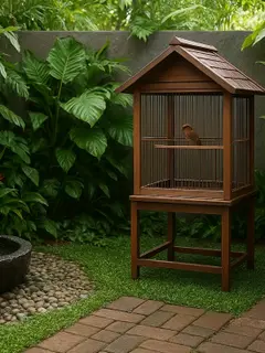 Taman mini di belakang rumah berfungsi sebagai kandang untuk burung kicau/ChatGPT