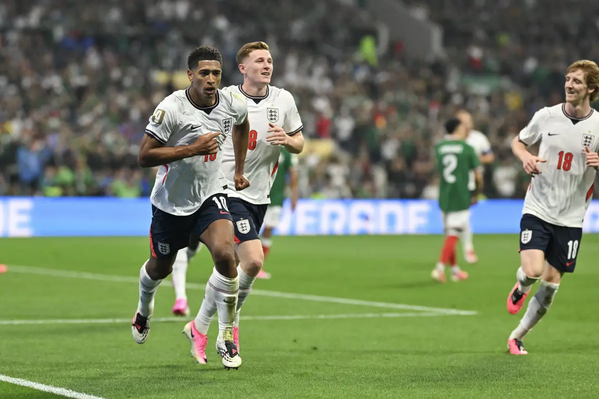 Selebrasi pemain Inggris saat melawan Meksiko di 16 besar Piala Dunia 2026