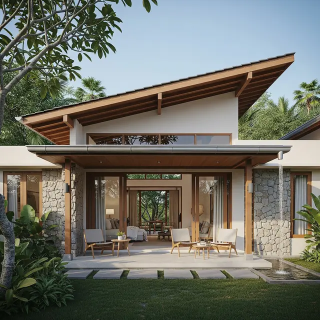 Inspirasi Rumah 1 Lantai dengan Atap Miring Satu Sisi