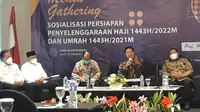 Ditjen AHU Kemenag Hilman Latief saat gelar sosialisasi persiapan penyelenggaraan haji 2022 dan umrah 2021. (Foto: Radityo Priyasmoro).