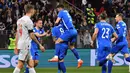 Bosnia and Herzegovina mengawali Kualifikasi Euro 2024 kali ini dengan catatan positif. (ELVIS BARUKCIC/AFP)