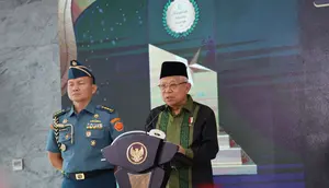 Wakil Presiden (Wapres) Ma'ruf Amin di acara Anugerah Adinata Syariah 2024 di Menara Syariah, Pantai Indah Kapuk, Tangerang, Banten, Senin (20/05/2024). (Winda Nelfira/Liputan6.com).