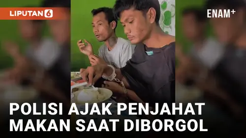 VIDEO: Tangan Terborgol, Terduga Pelaku Kriminal Diajak Makan Bareng Polisi