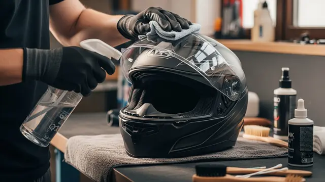 Ilustrasi Membersihkan Helm