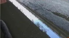 Akibat jalan bergelombang dan tidak rata, para pengendara motor terjatuh di Jalan RE Martadinata, Jakarta Pusat.