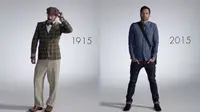 Inilah potret evolusi model celana pria selama 100 tahun terakhir.