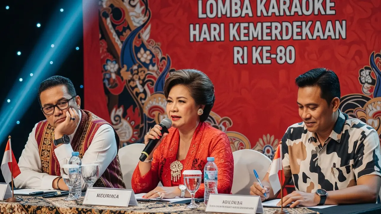 Ilustrasi para juri menilai peserta lomba karaoke 17 Agustus.