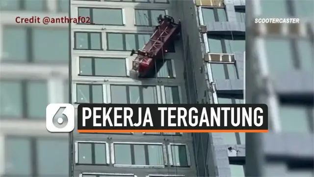 VIDEO: Petugas Pembersih Jendela Tergantung di Gedung Tinggi