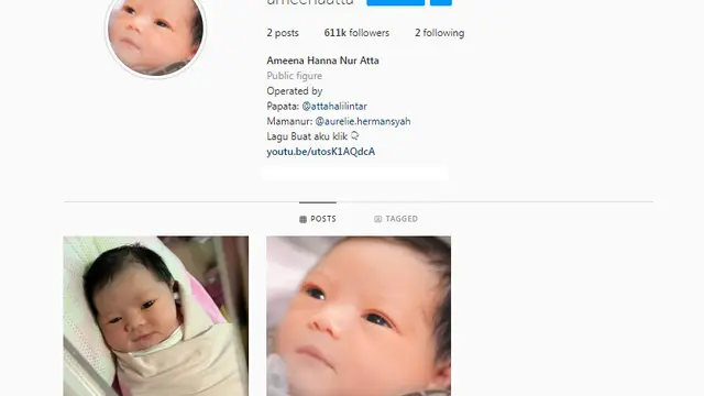 Akun Instagram anak Atta Halilintar dan Aurel Hermansyah