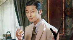 Informan No. 1 Gyeongseong Jang Tae Sang (Park Seo Joon) memancarkan martabat sebagai pemilik Geumokdang, pegadaian terbaik di Gyeongseong, dengan ekspresi wajah percaya diri. (Foto: Netflix)