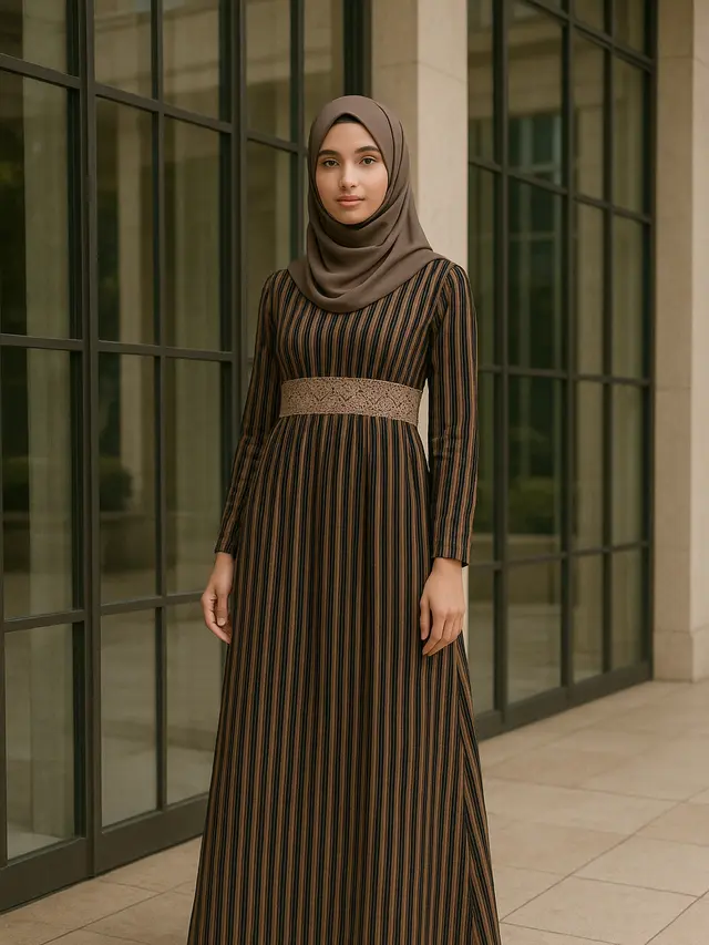 Gamis Lurik Kombinasi Brokat Tren Terbaru